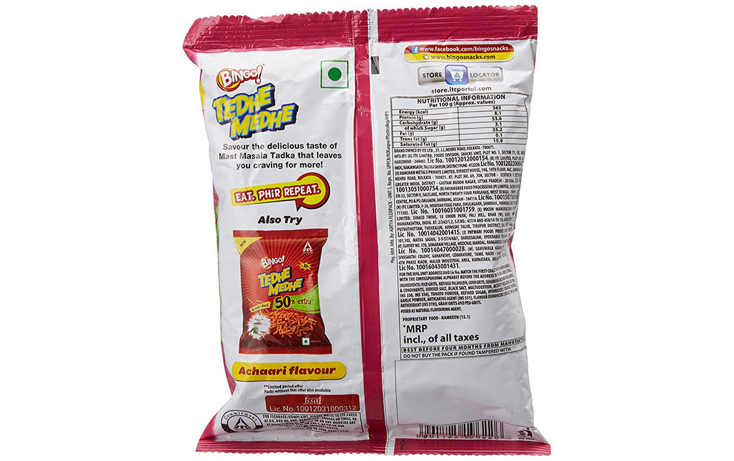 Bingo Tedhe Medhe Mast Masala Tadka   Pack  108 grams